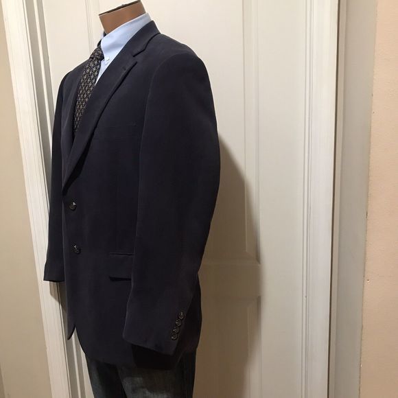 ALAN FLUSSER MENS BLAZER SIZE 44R BLUE SPORT‎ COAT 100% SILK SUIT JACKET - Picture 8 of 12